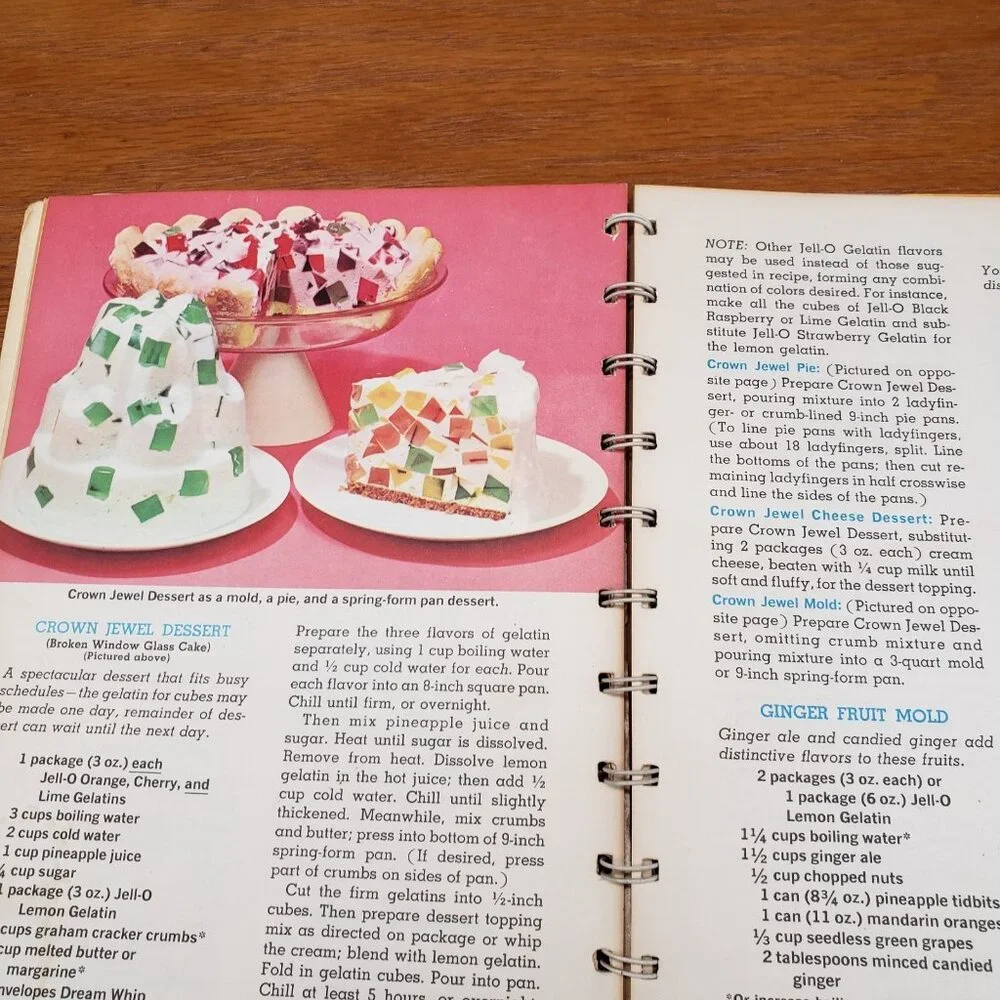 1963 Joys of Jell-O Cookbook Spiral Bound 1st Printing Vintage MCM Color Recipes